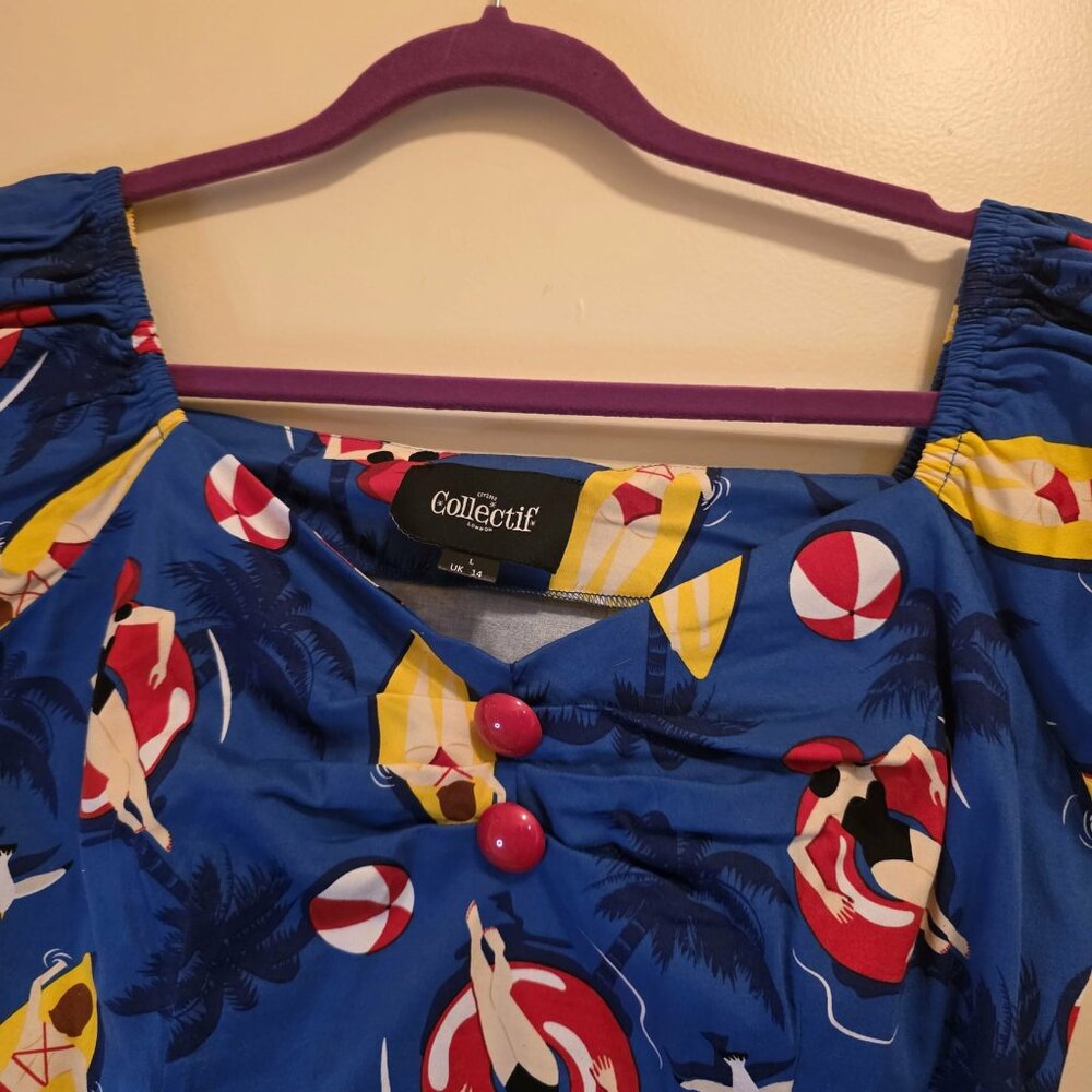 Collectif Delores Blue Pool Top L - Picture 2 of 5